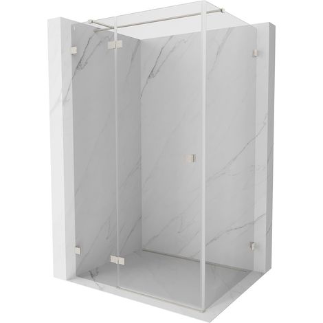 Mexen Lunar T Schwenkbare Duschkabine links 85 x 110 cm, transparent, gebürsteter Nickel - 834T-085-110-97-00-L