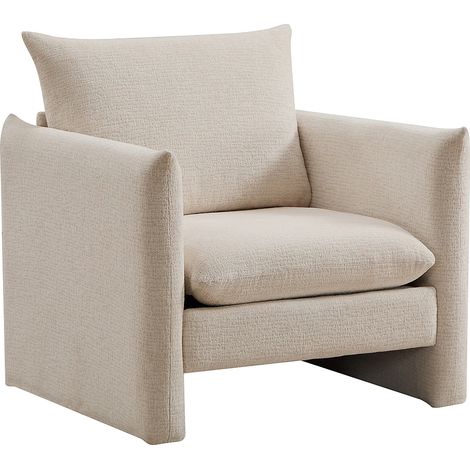 Poltrona in tessuto ciniglia beige - GORAZI (1/4)