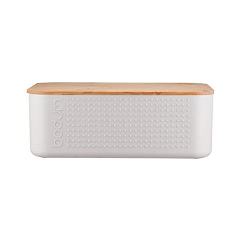 Bodum 11740-913 Scatola per pane piccola bistrot, Plastica, Legno, 19,39 x 29,4 x 10,7 cm, Bianco, Piccola (1/4)