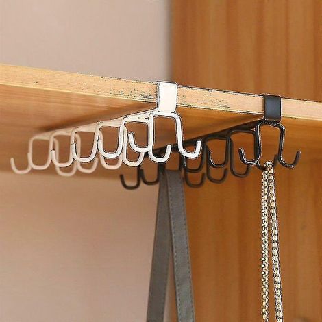 Universeller, zweireihiger, weißer Becherhalter, ideal für Küche und Bad, kompatibel mit Hakenleisten bis zu 20 mm Dicke (1/5)