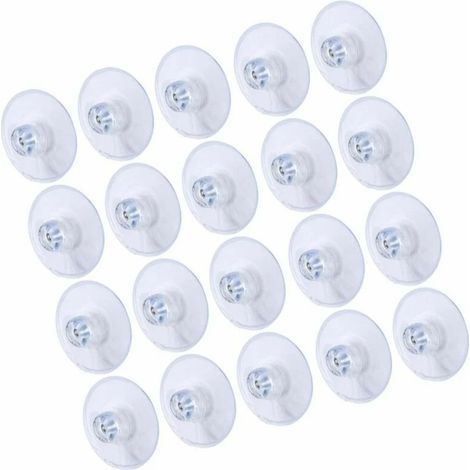 Paquete de 20 ventosas transparentes de 45 mm fabricadas en plástico PVC sin ganchos.