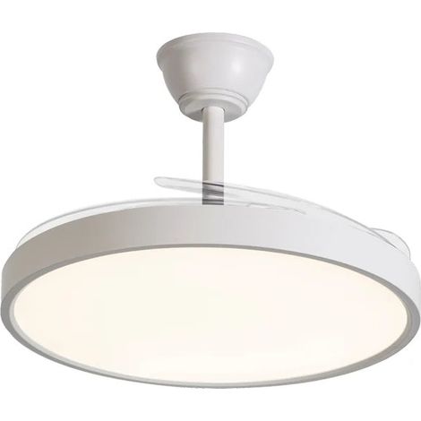 Ventilatore da soffitto con lampada LED integrata 40W dimmerabile con telecomando, pale retrattili invisibili, 6 velocità, funzione estate/inverno, luce calda, naturale, fredda, design moderno