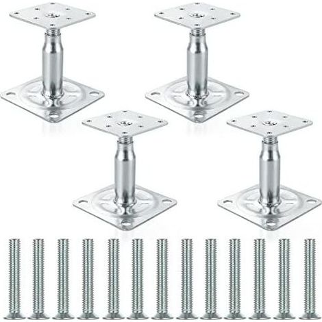 Lot de 4 supports de poteau surélevés galvanisés réglables de 100 à 150 mm, support de toit robuste pour construction (1/5)
