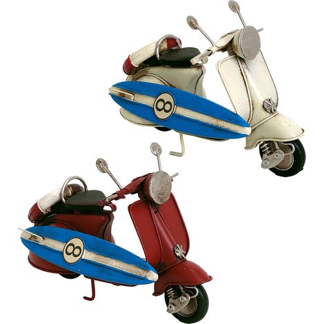 Signes Grimalt Scooter 2U Rote Vintage-Fahrzeuge – Dekofigur aus Metall, 12 x 17 x 8 cm