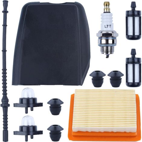Kit filtre à air avec couvercle pour Stihl FS120 FS250R FS250 FS300 FS350 Coupe-bordures, Filtre à air, Couvercle de filtre à air, Tuyau de carburant, Filtre à carburant, Ampoule de purge, Tuyauterie, (1/5)