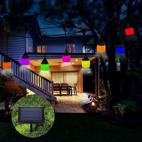 Guirlande Lumineuse Extérieur Solaire,Guirlande Lumineuse Decorative Led Exterieures Intérieur,Girlande de Lumière Exterieur,11,6M 12 Ampoules 8 Modes Guirlandes IP65 imperméable multicolor (1/5)