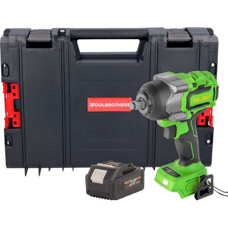 Procraft PWA36bb Akku Schlagschrauber 20 V 850 Nm 1/2" Brushless + 1x Akku 4,0 Ah + RHINO Toolcase - ohne Ladegerät (1/5)