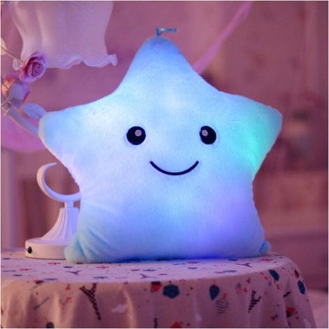 LED-Sternenkissen, helles LED-Nachtlicht, sternförmiges Plüschkissen, Kuscheltier, Blau (1/4)