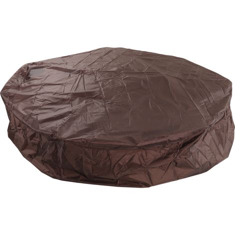 Housse de protection pour mobilier de jardin, bâche ronde pour baignoire balnéo 190 cm, en taffetas de polyester argenté, imperméable, 190 x 30 cm, marron clair (1/5)