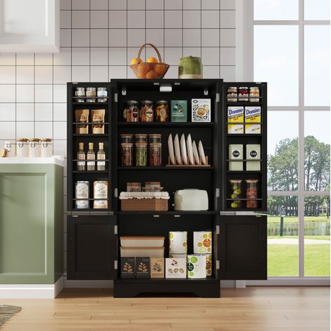Mobile contenitore da cucina 120 x 60 x 40 cm in MDF nero DESVIAE (1/5)