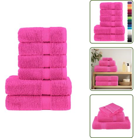 The Living Store 6 tlg. Premium-Handtuch-Set SOLUND Rosa 600 g/m² - Badetuch (1/5)