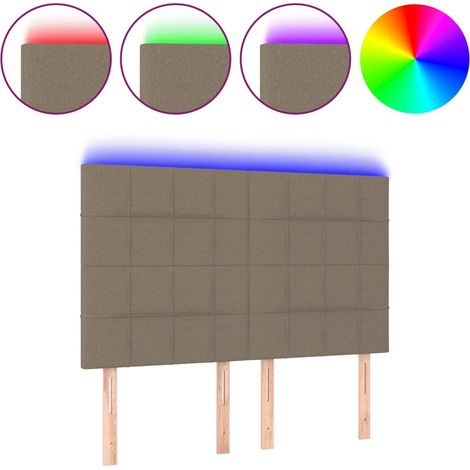 Testiera Testata del letto a LED Tortora 144x5x118/128 cm in Tessuto (1/4)