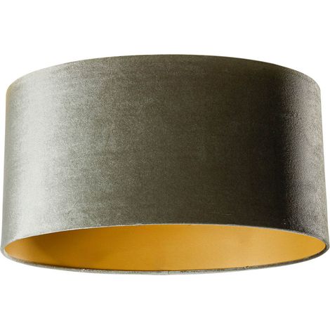 Samtlampenschirm grün mit goldener Innenseite oval 50/33/25