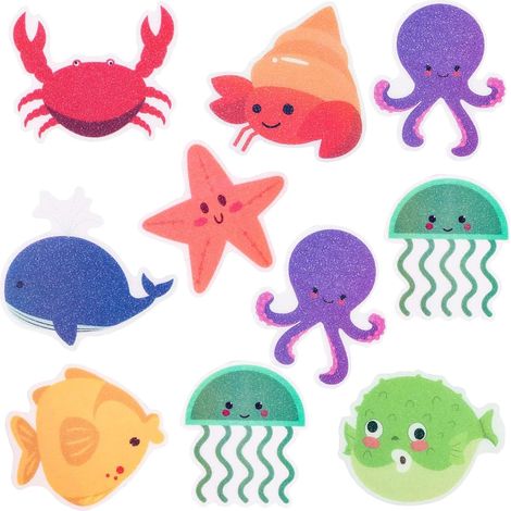Pegatinas para baño, 10 hojas de pegatinas antideslizantes de animales marinos, para bañeras y duchas. (1/5)