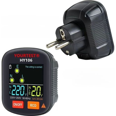 Testeur de prise 220-250V avec affichage de la tension, utilisé pour détecter les défauts de circuit courants (1/5)