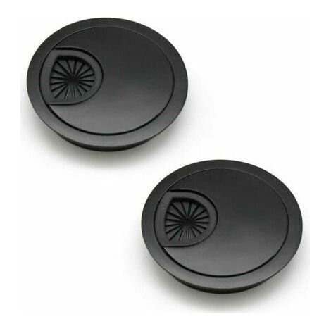 Canal de câble 60 mm Cache-trou pour bureaux et établis Couleur : Noir Matériau : Alliage de zinc 2 pièces (1/4)