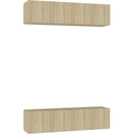 vidaXL Juego de muebles de salón 4 piezas roble Sonoma 60x30x30 cm (1/2)