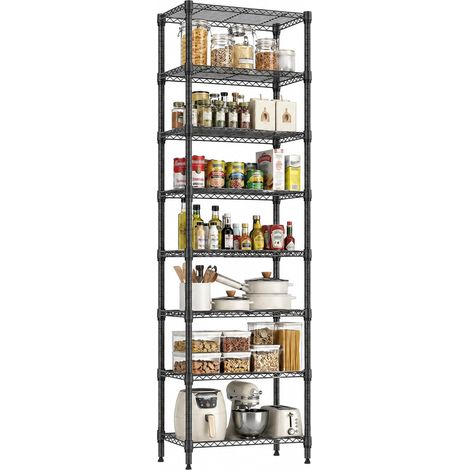 Étagère Métallique Robuste à 8 Niveaux, Capacité de Charge 908 kg, Étagère de Rangement en Acier pour Garage, Cave, Cellier et Atelier, Noir Brillant, 35 cm D × 60 cm W × 201,8 cm H (1/5)