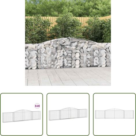 Barrières de jardin - Paniers à gabions arqués 20 pcs 400x30x80/100 cm Fer galvanisé (1/5)