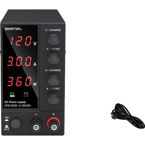 Alimentation électrique DC, tension réglable, affichage LED, 3digit 120V 3A