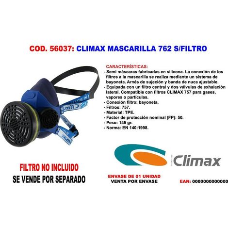 Mascarilla 762-S en silicona natural azul CLIMAX Sin filtro