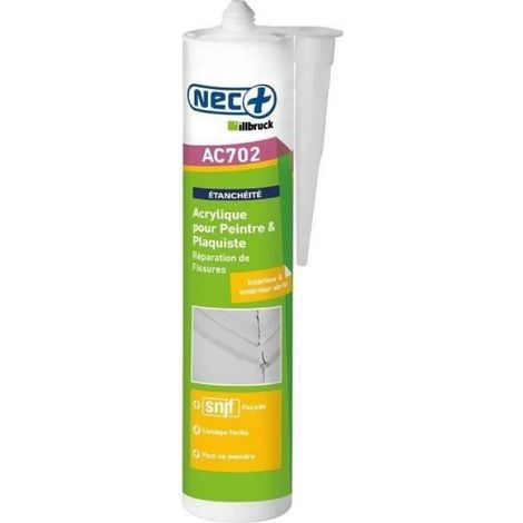 Mastic maçonnerie acrylique - NEC+ - Blanc - 310 mL - Flexible - Inodore - Résistant UV (1/4)