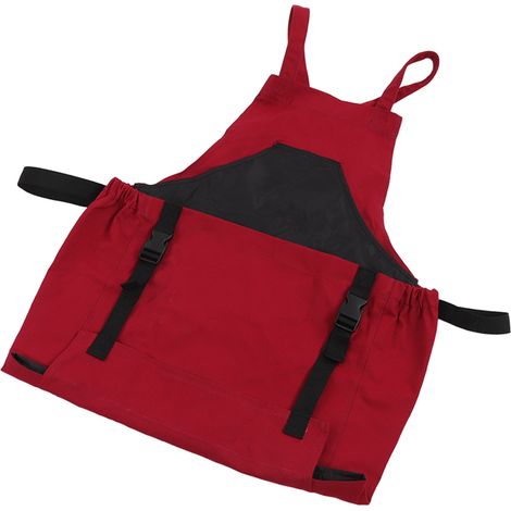 Tablier de jardinage rouge foncé en PVC 210D imperméable, bretelles réglables, léger et résistant pour l'extérieur. (1/5)