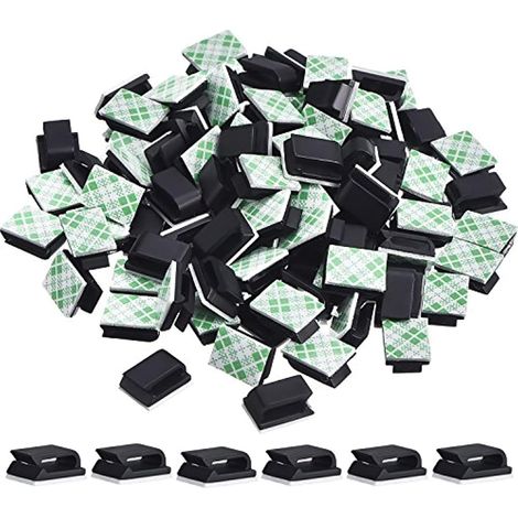 100 Pièces Clips de Câble Adhésif Clips de Fils Gestion des Câbles Serre-Câbles Support de Cordon de Fil, Blanc (1/5)