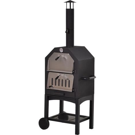 FORNO PER PIZZA BARBECUE A CARBONELLA IN ACCIAIO INOX 50 X 36 X 160 CM (1/5)