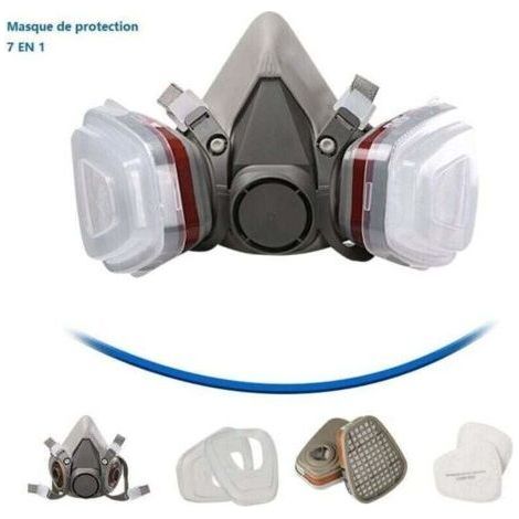 Masque de protection réutilisable avec 2 filtres à air – Demi-visage pour peinture et travaux – Conception silicone flexible – Ajustement confortable
