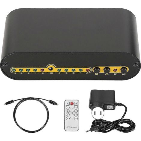 Matrice de commutation/distribution audio optique numérique SPDIF 4x2 avec télécommande, prise 100-240 V (1/4)
