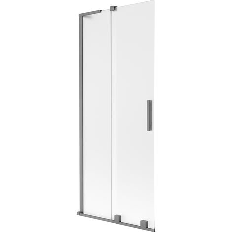Mexen Velar L Duschabtrennung zur Badewanne, 2-flügelig verschiebbar, 80 x 150 cm, matt, Gunmetal - 896-080-003-31-95 (1/5)