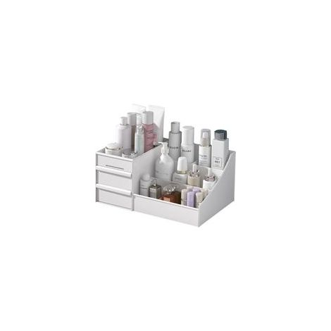 Boîte à maquillage à tiroirs, boîte de rangement pour chambre d'étudiant, organisateur de produits cosmétiques/soins de la peau en plastique, boîte de rangement pour coiffeuse/bureau