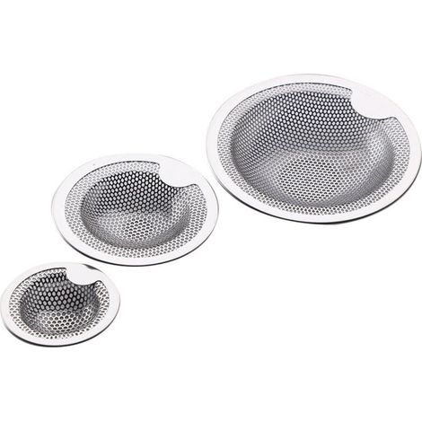 3-teiliges Edelstahl-Spülbeckenzubehörset: Haarsieb für Badewanne, Abflusssieb für Badewanne und Spüle, Abflussstopfen für Küche und Bad (1/4)