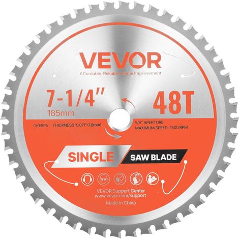 Lame de Scie Circulaire Coupe Métal 185 mm 48 Dents Alésage 15,875 mm pour Acier et Aluminium Épaisseur 1,8 mm SKS51 (1/5)