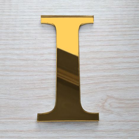 Lettre Miroir Or Décorative Plexiglass.- I - 15 cm
