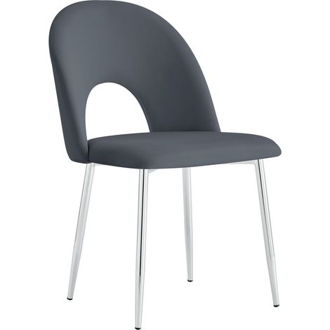 Lot de 4 chaises TEDDY Chrome velours - Anthracite (1/5)