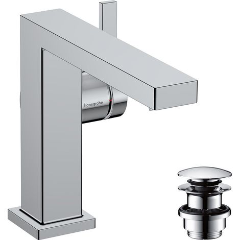 Mitigeur de lavabo avec vidage Push-Open, économie d'énergie (CoolStart), Robinet de salle de bain avec hauteur sous bec 110mm, économie d'eau (EcoSmart+), Chromé, 73020000 (1/5)