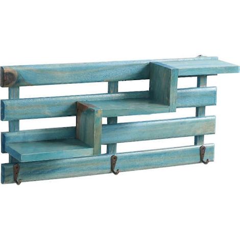 Wandregal mit Schlüsselhaken, kreatives Wandregal aus Holz, Wandablage, Treppenregal, Wanddekoration
