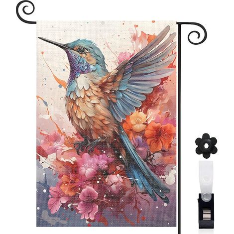 Drapeau de jardin décoration extérieure toile lavable double face 30 x 45 cm pour balcon terrasse (1/5)