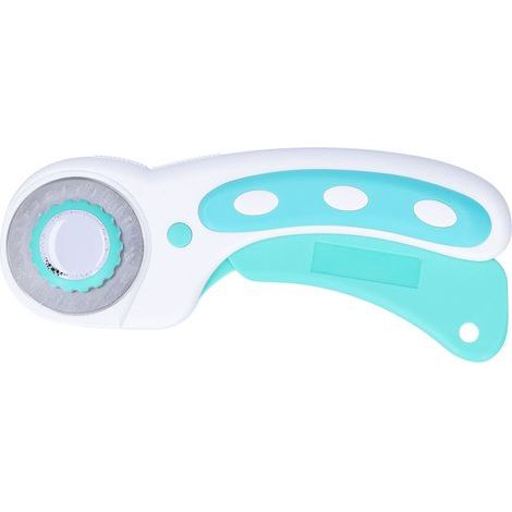 Cutter rotatif 45mm bleu pour patchwork, couture et découpe cuir - Manche ergonomique (1/5)