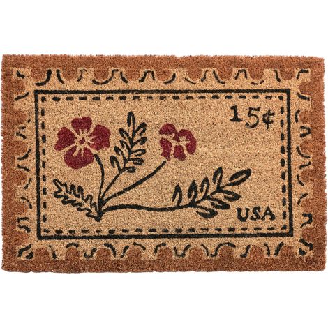 Felpudo de fibra de coco antideslizante 40 x 60 cm con base de PVC motivo vintage natural Iloilo (1/5)