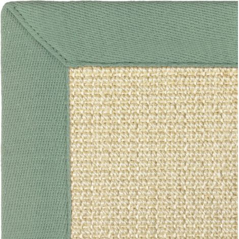 Tapis Sisal grosses boucles - Cuba blanchi - Ganse lin vert sauge - 120 x 170 cm (1/3)