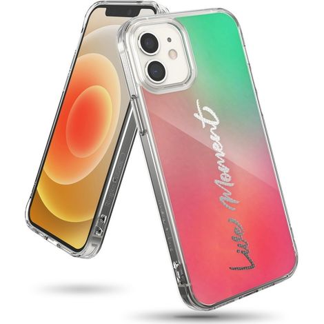Custodia blindata con cornice in gel per iPhone 12 mini Fusion Design, rosa e verde (1/5)
