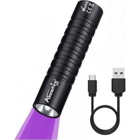 SV99 3W Lampe Torche UV LED 395nm Petit Type C USB Rechargeable Lampe Ultraviolet Lumiere Noire Détecteur D'urine pour Resine, Pêche, Scorpion, Minéraux, Ambre avec Batterie Intégrée (1/5)