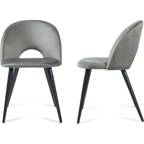 Esszimmerstuhl Karijoki 2er Set Samt Grau/Schwarz [en.casa]