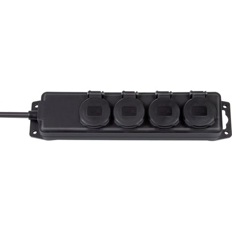 Nedis Regleta de jardín 4 tomas negro cable 2 m
