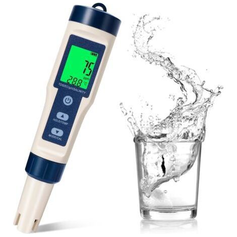 Digitales 5-in-1-pH-Meter mit LCD-Beleuchtung, wasserdicht und für Schwimmbäder geeignet. (1/5)