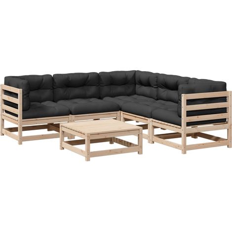 Set Divani Giardino 6 pz con Cuscini in Legno Massello di Pino vidaXL (1/5)