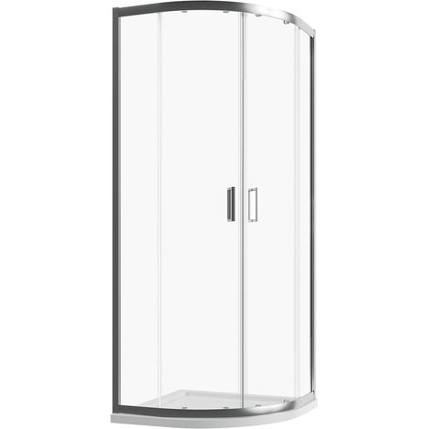 Cabine de douche semi-circulaire 70x90cm Ouverture coulissante Profilés aluminium chromé Verre transparent 6mm h190 - Réversible Mod. Java